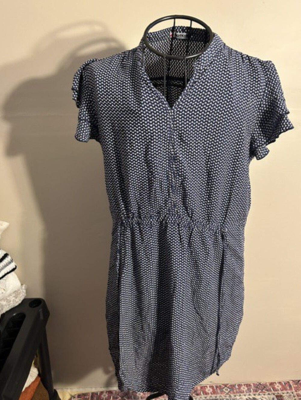 Hot Kiss size extra large womens dress party blue white print light weight